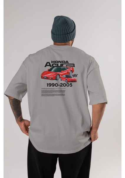 Honda Acura Nsx Arka Baskılı Oversize T-Shirt Erkek Kadın Unisex Pamuk Bisiklet Yaka Tişort