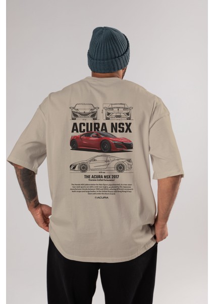 Honda Acura Nsx 1 Arka Baskılı Oversize T-Shirt Erkek Kadın Unisex Pamuk Bisiklet Yaka Tişort