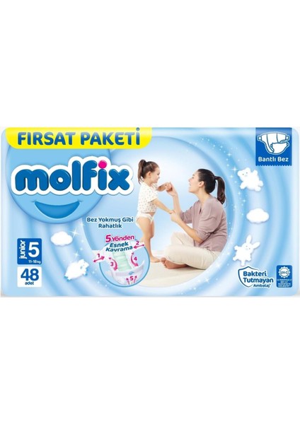 Nessiworld Molfix Bebek Bezi Fırsat Paketi 5 Beden 11-18 kg 48 Adet
