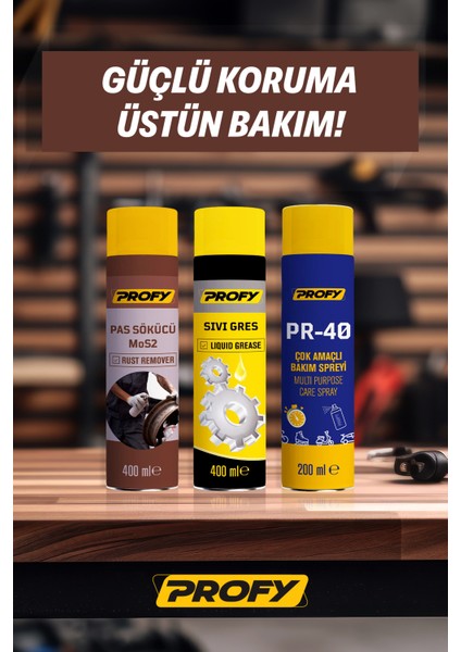 Pas Sökücü + Sıvı Press Yağı + Pr 40 Genel Bakım Spreyi Seti