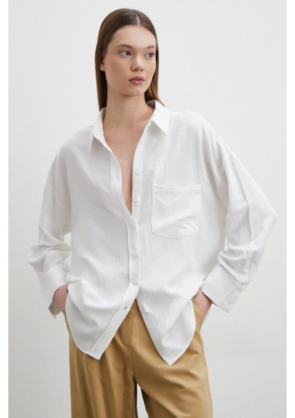 Keten Karışımlı Linen Prunes Gömlek Beyaz fiyatları