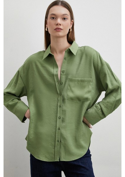 Mars Tencel Dökümlü Gömlek Yeşil