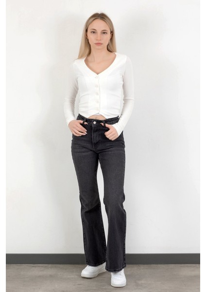 Kadın Yüksek Bel İspanyol Paça Jean Antrasit – 2038-613 fiyatları