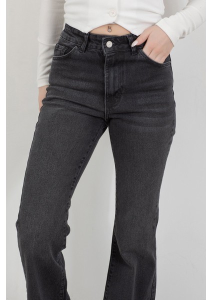Kadın Yüksek Bel İspanyol Paça Jean Antrasit – 2038-613 indirimleri