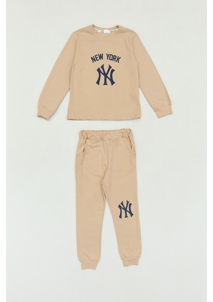 %100 Pamuk Ny Nakışlı Yelekli 3 Lü Unisex Çocuk Takım
