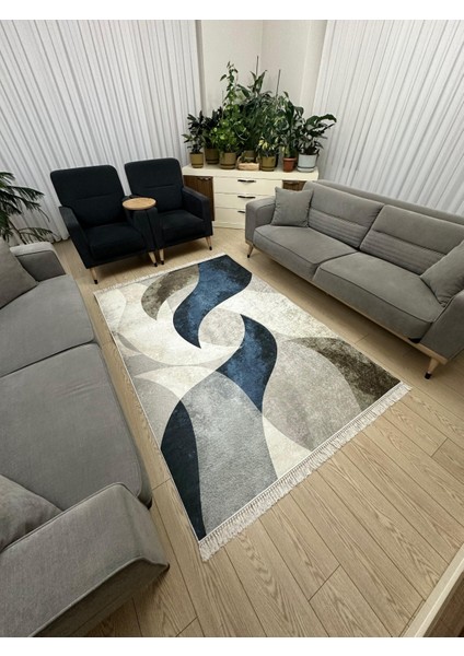 dijital Baskı Yıkanabilir Kaymaz Taban Halı Ince Yazlık Dekoratif Salon ve Oturma Odası Halısı