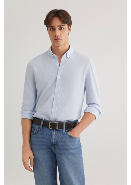 Çizgili Mavi Gömlek 0211402-88654
