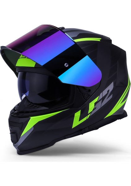 Storm 2 Nerve Neon Sarı Kapalı Motosiklet Kaskı Gökkuşağı Camlı modelleri