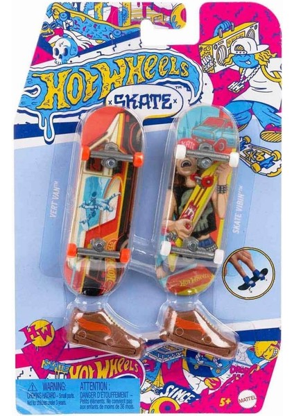 Nessiworld HXL17 Hot Wheels Skate Retro Temalı Ikili Parmak Kaykay ve Ayakkabı Paketi