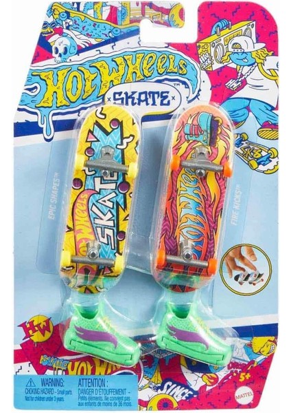 Nessiworld HXL17 Hot Wheels Skate Retro Temalı Ikili Parmak Kaykay ve Ayakkabı Paketi