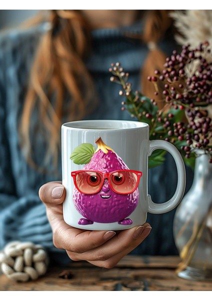 Meyve Emoji Şeklinde 3 Boyutlu Tasarım Seramik Kupa Mug modelleri