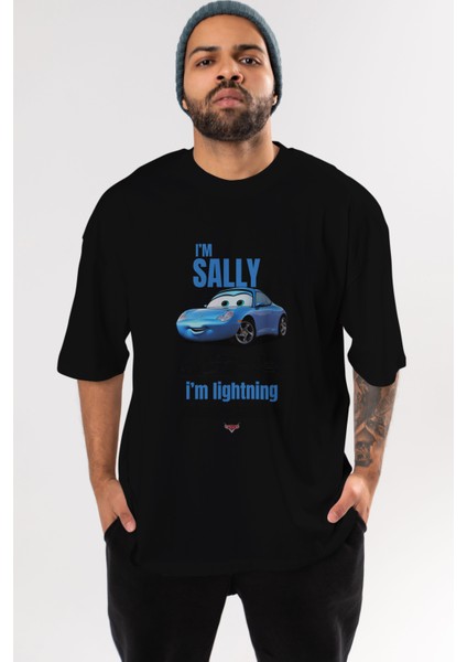 I Am Sally , I Am Lightning Ön Baskılı Oversize T-Shirt Erkek Kadın Unisex Pamuk Bisiklet Yaka