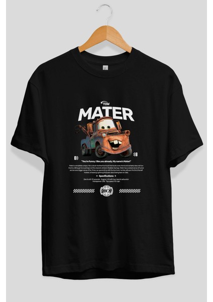 Tow Mater Ön Baskılı Oversize T-Shirt Erkek Kadın Unisex Pamuk Bisiklet Yaka fiyatları