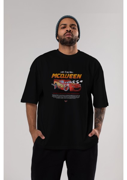 I Am Mcqueen Ön Baskılı Oversize T-Shirt Erkek Kadın Unisex Pamuk Bisiklet Yaka Tişort indirimleri