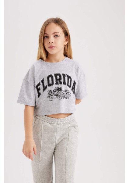 Kız Çocuk Crop Bisiklet Yaka 2li Kısa Kollu TIŞÖRT B7795A8NS fırsatları