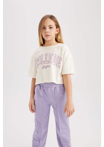 Kız Çocuk Crop Bisiklet Yaka 2li Kısa Kollu TIŞÖRT B7795A8NS fırsatları