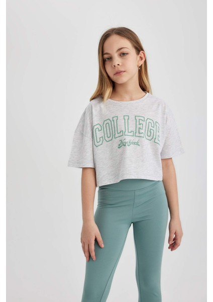 Kız Çocuk Crop Bisiklet Yaka 2li Kısa Kollu Tişört B7795A8NS fiyatları