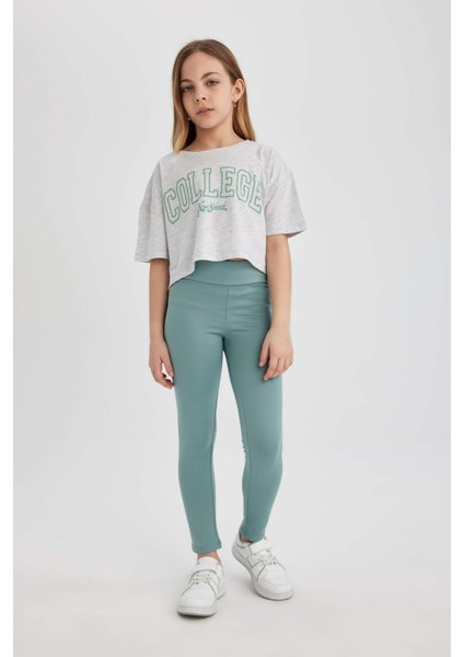 Kız Çocuk Crop Bisiklet Yaka 2li Kısa Kollu Tişört B7795A8NS modelleri