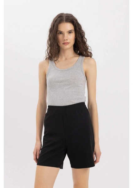 Slim Fit Dar Kesim U Yaka Basic Düz Ribana Atlet C9826AXNS