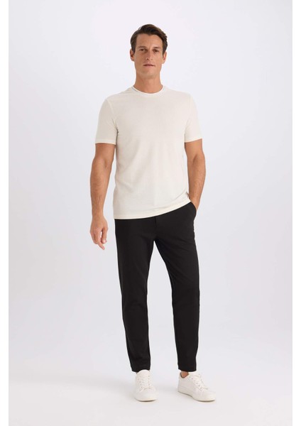 Slim Fit Dar Kesim Bisiklet Yaka Krinkıl Kısa Kollu Tişört D7225AX25SP fiyatları