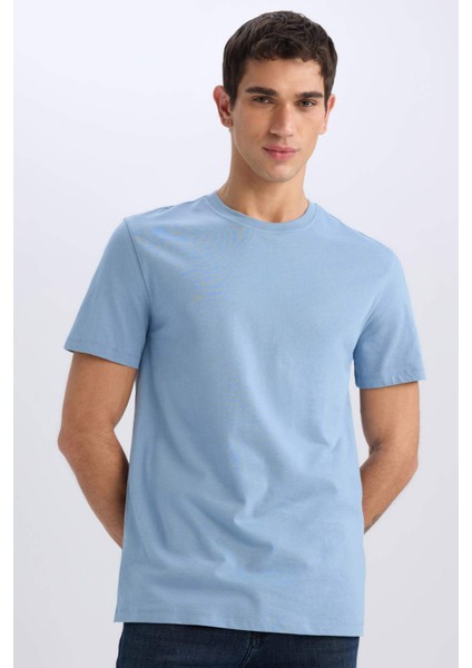 %100 Pamuk New Regular Fit Bisiklet Yaka Basic Düz Kısa Kollu Tişört V7699AZ25SP