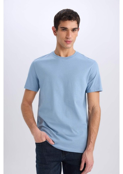 %100 Pamuk New Regular Fit Bisiklet Yaka Basic Düz Kısa Kollu Tişört V7699AZ25SP