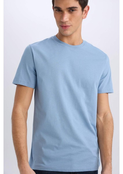 %100 Pamuk New Regular Fit Bisiklet Yaka Basic Düz Kısa Kollu Tişört V7699AZ25SP