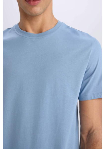 %100 Pamuk New Regular Fit Bisiklet Yaka Basic Düz Kısa Kollu Tişört V7699AZ25SP