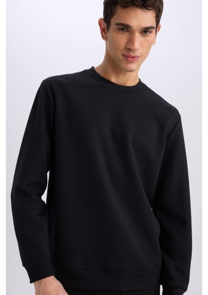 Regular Fit Bisiklet Yaka Basic Düz Sweatshirt D7231AX25SP fırsatları