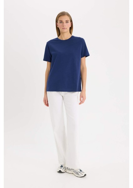 Regular Fit Bisiklet Yaka Basic Düz Premium Kısa Kollu Tişört A9428AX25SP