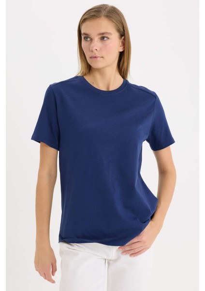 Regular Fit Bisiklet Yaka Basic Düz Premium Kısa Kollu Tişört A9428AX25SP