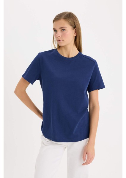 Regular Fit Bisiklet Yaka Basic Düz Premium Kısa Kollu Tişört A9428AX25SP