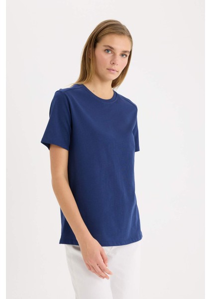 Regular Fit Bisiklet Yaka Basic Düz Premium Kısa Kollu Tişört A9428AX25SP