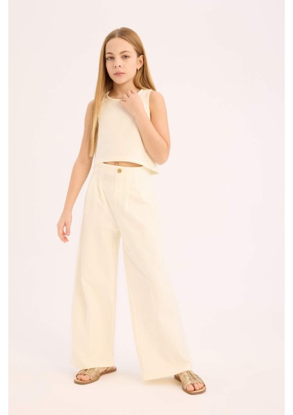 Kız Çocuk 2'li Takım Kolsuz Bluz Geniş Bol Paça Pantolon D9487A825SM modelleri