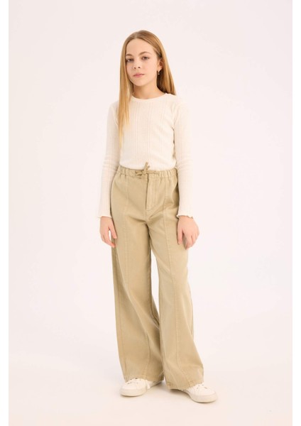 Kız Çocuk Slim Fit Dar Kesim Bisiklet Yaka Uzun Kollu Tişört D9234A825SP fiyatları