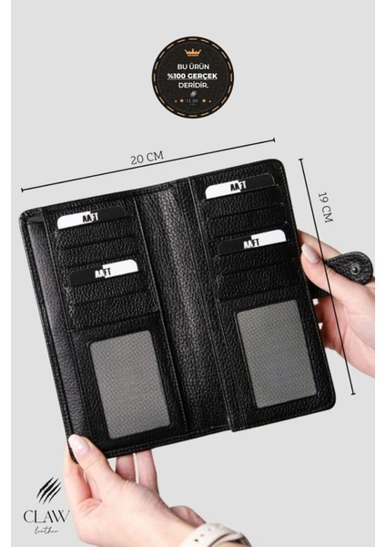 Hakiki Deri Telefon Bölmeli Unisex Cüzdan