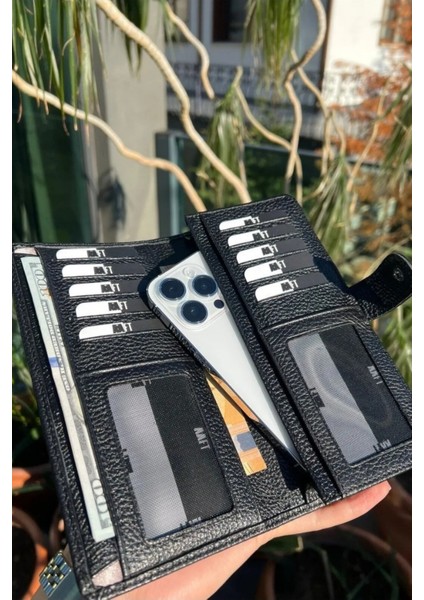 Hakiki Deri Telefon Bölmeli Unisex Cüzdan fırsatları