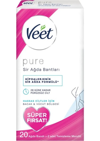 Pure Sir Ağda Bandı 20li Hassas Ciltler (2 Adettemizleme Mendili Ile)