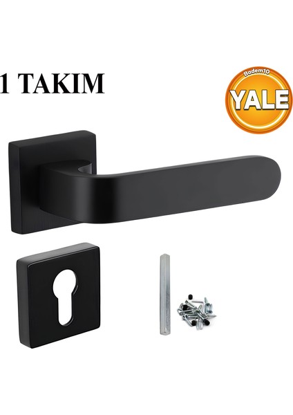 Ay Yale Kapı Kolu Mat Siyah Sağa Sola Uygun Ön Arka Yale Dış Kapısı 1 Takım