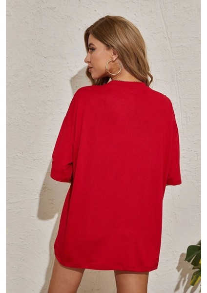 Kadın Kalp Baskılı T-Shirt Oversize Salaş fiyatları