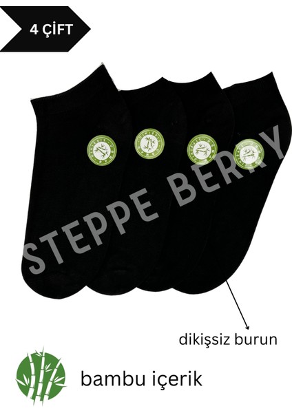 4 Çift Kadın Bambu Patik Çorap