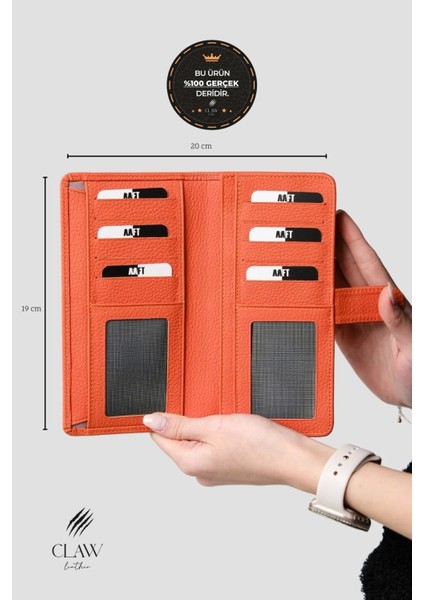 Hakiki Deri Telefon Bölmeli Unisex Cüzdan