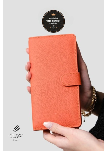 Hakiki Deri Telefon Bölmeli Unisex Cüzdan