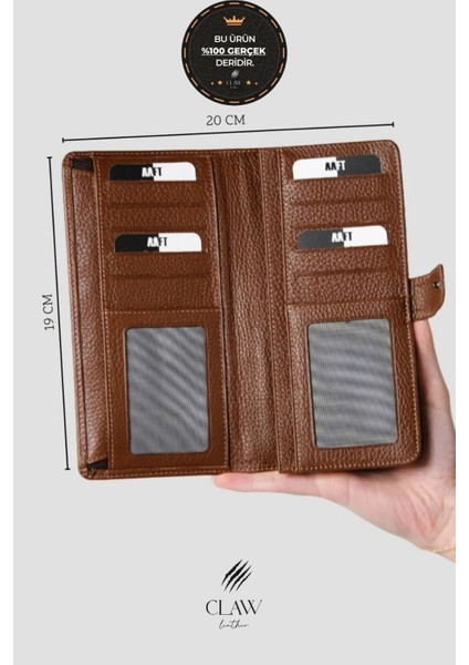 Hakiki Deri Telefon Bölmeli Unisex Cüzdan