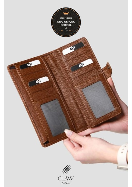 Hakiki Deri Telefon Bölmeli Unisex Cüzdan