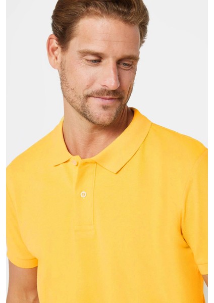 Erkek Slim Fit Dar Kesim Pamuk Sarı Polo Yaka Tişört fiyatları