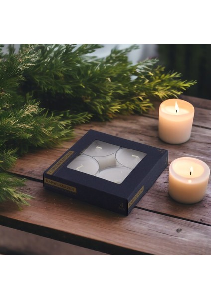Tealight Kapsül Mum 4X43 gr Dekoratif Mumu Kandil Hediyelik Fitilli Mumluk Şamdan Krem Renk Kokulu modelleri