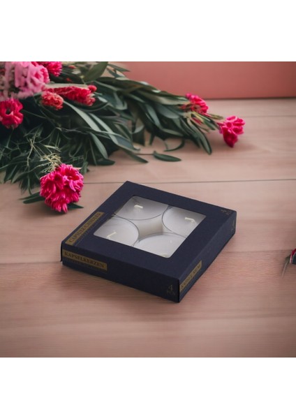 Tealight Kapsül Mum 4X43 gr Dekoratif Mumu Kandil Hediyelik Fitilli Mumluk Şamdan Krem Renk Kokulu fırsatları