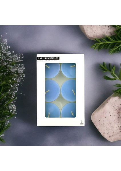 Tealight Kapsül Mum 6X35 gr Dekoratif Mumu Kandil Hediyelik Fitilli Mumluk Şamdan Mavi Renk Kokulu indirimleri