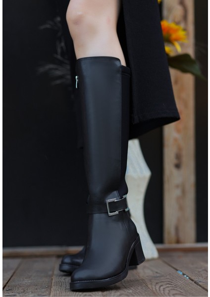 Emrat Siyah Cilt Topuklu Çizme fırsatları